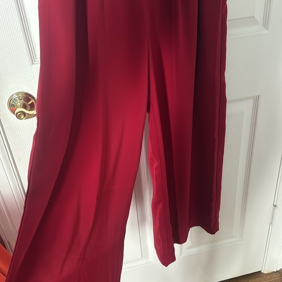 Elegant Red Wide-Leg Pants stretch waist size medium - Picture 3 of 4